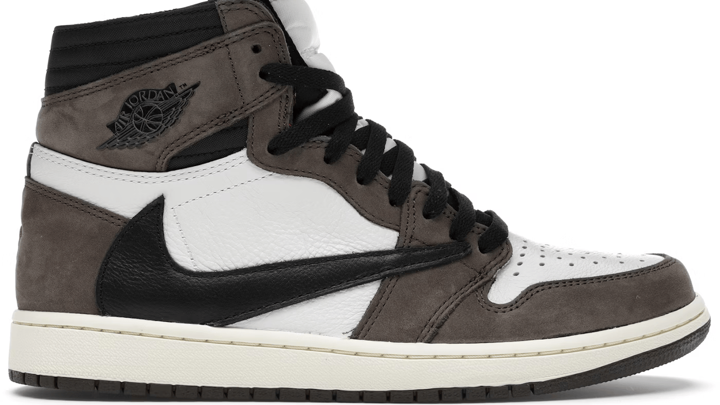 Gray and white sneaker with black accents on a white background