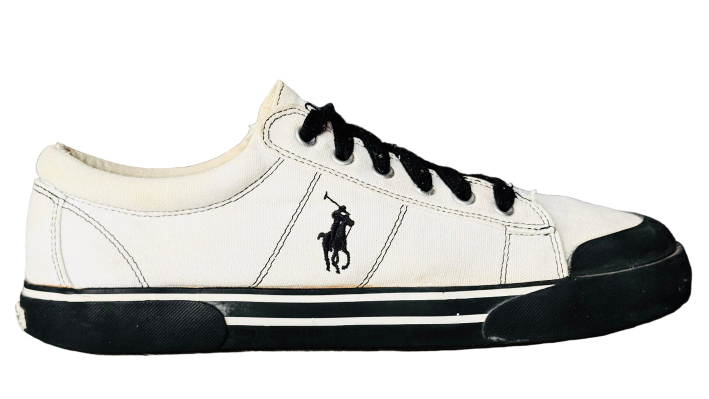 White sneaker with black accents