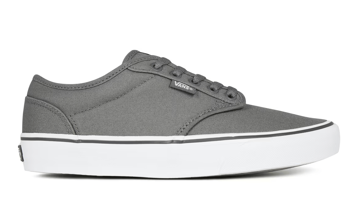 Gray sneaker with white sole on a white background