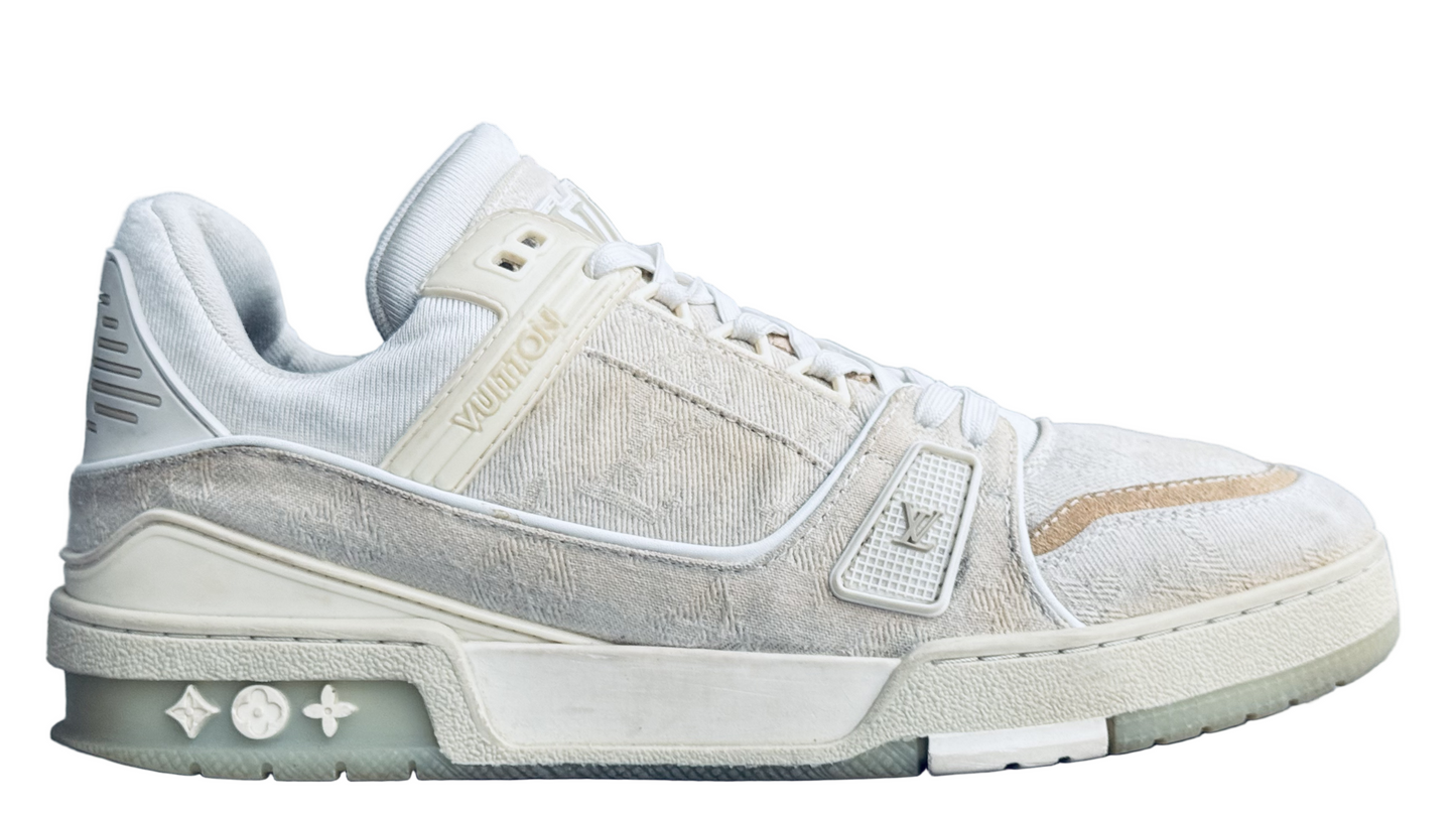 White sneaker with beige accents