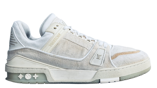 White sneaker with beige accents