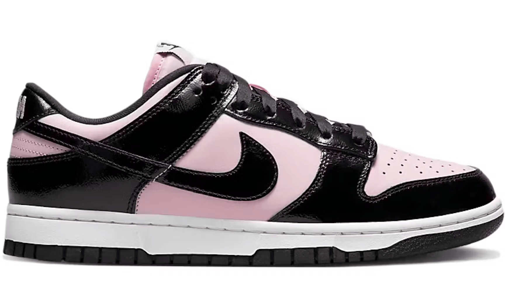 Pink and black Nike sneaker on a white background
