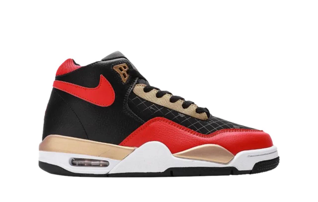 Nike Flight Legacy Black Red Golden size 44