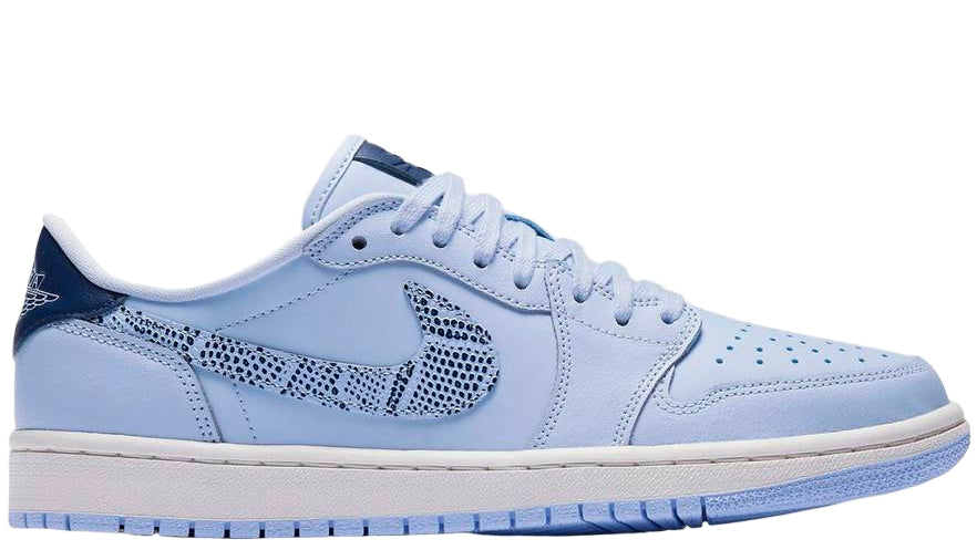 Light blue sneaker with a brand logo on a white background