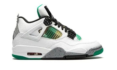 White sneaker with green accents on a white background