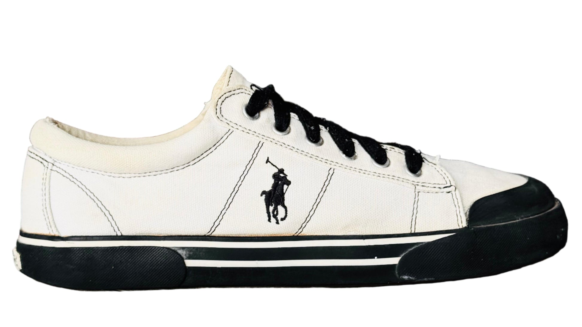 White sneaker with black accents