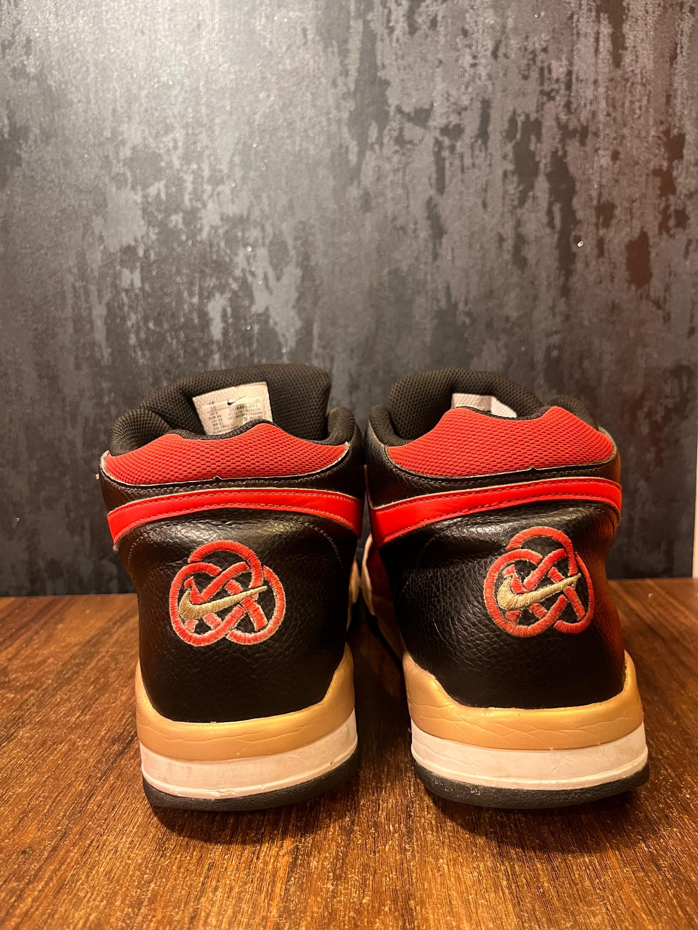 Nike Flight Legacy Black Red Golden size 44